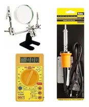 Comprar Kit Ferro Solda Multimetro Digital Lupa C\u002F Garras Suporte 3x