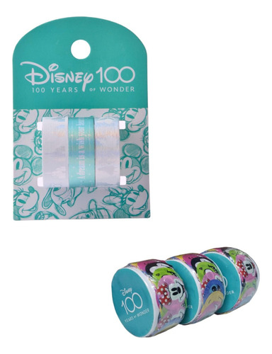 Kit Combo Disney 100 Años Whasi Tape Redondos Y Cintas