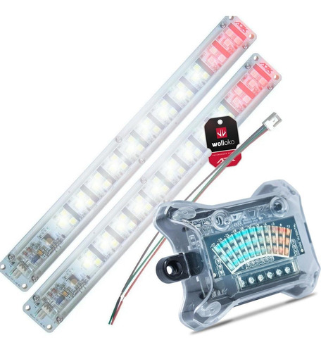 2 Régua Mini Vu Ajk Sound 33 Super Leds Branco + Central Vu