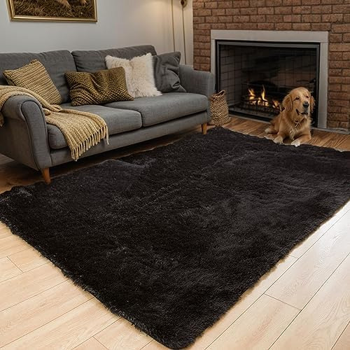 4x6 Alfombras Negras Para Sala De Estar Súper Suave Area Rug