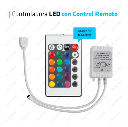 Conjunto de Tiras de LED RGB de colores de 300 Leds SMD 5 Metros 12V +  Controlador + Fuente de Alimentación