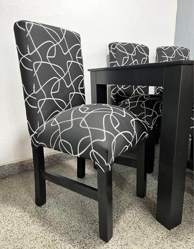 Juego De Comedor Mesa 160 + 8 Sillas Gris Oscuro Firuletes