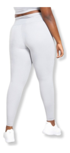 Calça Leg Branca Cós Alto Duplo Suplex Plus Size P Gordinhas