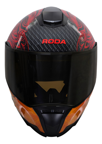 Casco Revenge Pro Luz Led Carbón Phoenix Abatible Roda Negro Lisa M