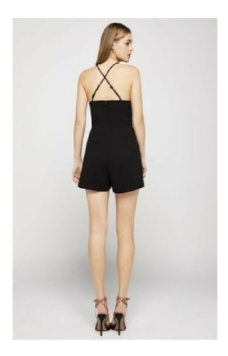 Mono Jumpsuit Negro Corto Short Ajuste En Cintura Talla S