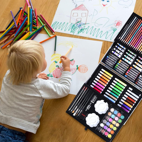 Set De Arte Dibujo Colores Marcadores Lápices Ykm 145pcs