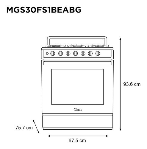 Estufa De Piso Midea Con Copete 30 Plus Chef Silver