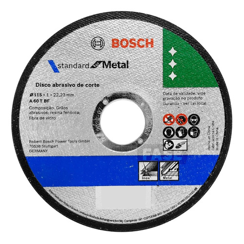 Disco Corte 115 X 1mm Metal Bosch Amoladora 4 1/2'' Pulgadas