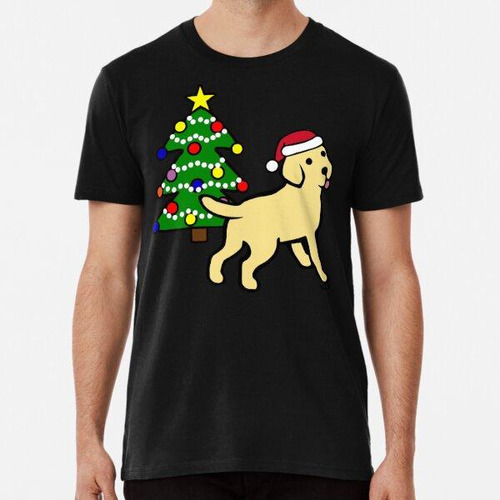 Remera Cachorro Labrador Amarillo Y Árbol De Navidad Algodon