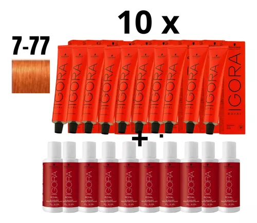 Coloração Igora Royal Schwarzkopf 7-77(10unid) 10 Ox 30 Vol