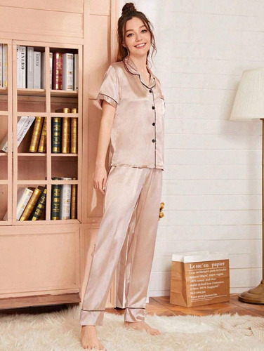 Pijamas Para Mujer De Satén Sedoso Cómodo Ropa Para Dormir