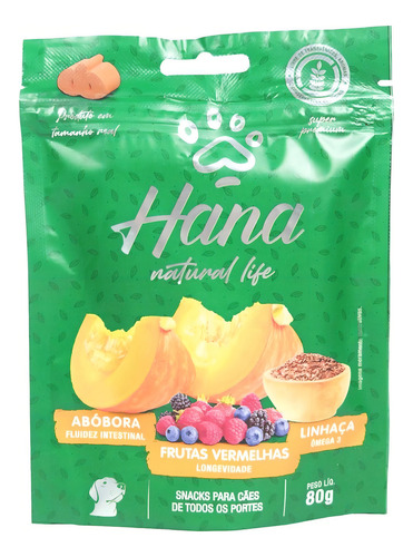 Hana Natural Life Abóbora Frutas Vermelhas Linhaça 80g Cães