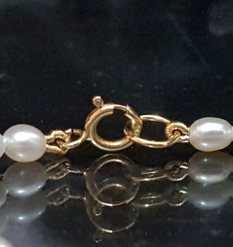 Imagem 2 de 7 de Pedras - Pulseira Infantil Pérolas E Fecho De Ouro Cód278p30