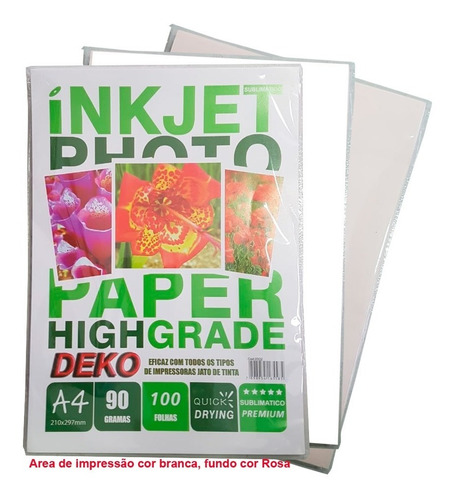 Papel Sublimatico Fundo Rosa A4 90g 100 Folhas Deko Inkjet