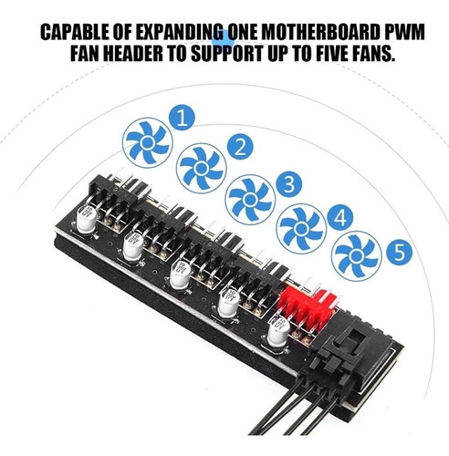 Cable Ventilador Extensión Fan Hub Pwm Con 5 Puertos