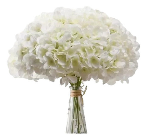 Flores Artificiales De Hortensia Blanca 5 Piezas Para Bodas