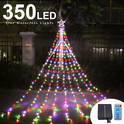 Christmas Solar 350led Fairy Cascada Luces 3.5m +8 Modos