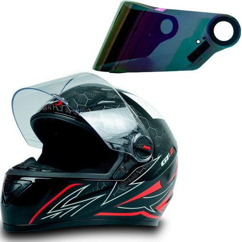 Imagem 1 de 5 de Capacete Fw3 Gt2 Branco Vermelho Brilho Viseira Camaleão