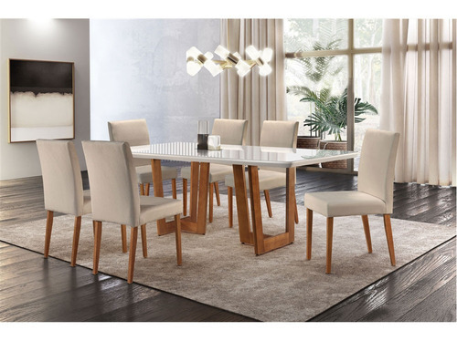 Mesa Patros 220 Cm Madeira E Vidro Mobillare Cor Da Tampa Imbuia Com Cinamomo Cor Dos Pés Imbuia