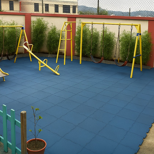 Piso De Caucho Reciclado Antiderrapante 6m2 Uso Rudo (24 Pz) Azul