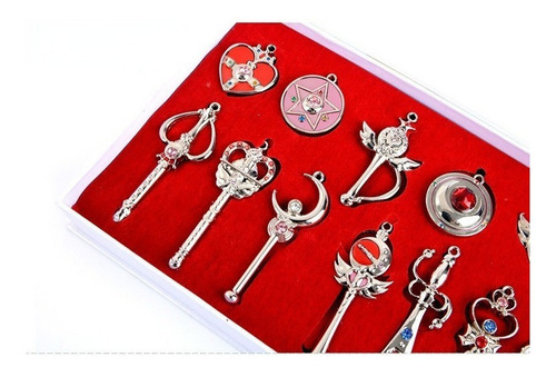 Imagen 2 de 10 de Conjunto De Collar De Arma De Sailor Moon Charm Plata