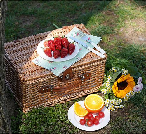 Canasta De Picnic De Mimbre 2 Personas, Cesta De Mimbre...