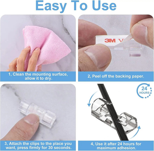 Guia Para Cable Adhesiva-para Cable De Hasta 6mm De Sección Transparente