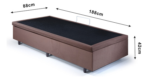 Base Box Solteiro Com Baú 88x188x42cm Suede Marrom
