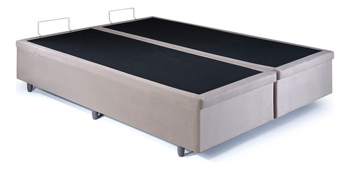 Cama Box Baú King 178x198x42cm Suede Bege Com Pistão A Gás