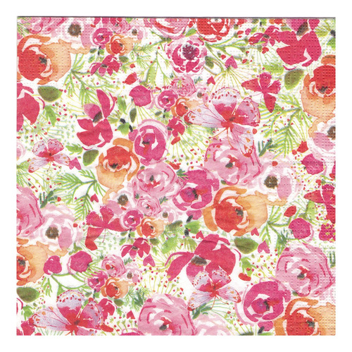 Servilletas Decoupage Laura Craft Set Rosa + Fondo Floreado