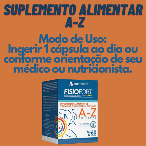 Kit 3 Suplemento Alimentar A-z Fisiofort Biocêutica 60 Cap Sabor Sem Sabor