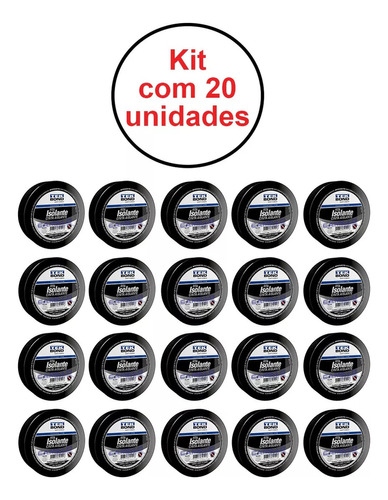 20 Und. Fitas Isolantes Anti-chama Preta 20 Metros Tekbond