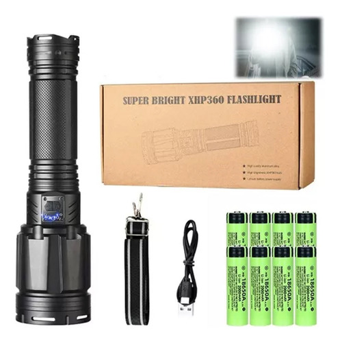 Ratorch Linterna Recargable Con Zoom 15000lm De 150w 800 M,xhp360,7 Modos Iluminación