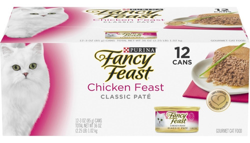 Alimento Fancy Feast Para Gato Pollo Paté Clásico 12pzs