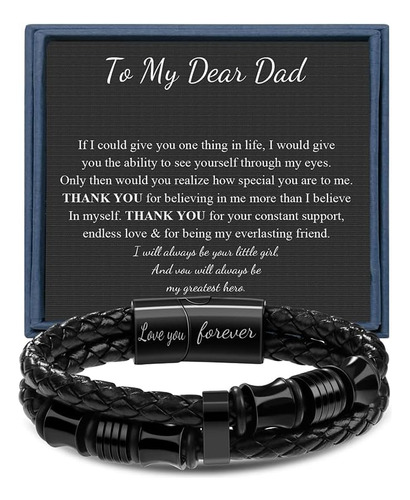 Para Mi Papá, Pulseras, Padre, Hija, Pulseras De Cuero Negro