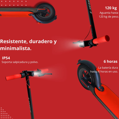 Scooter Eléctrico 25km/h Alto Rendimiento Plegable Luz Led