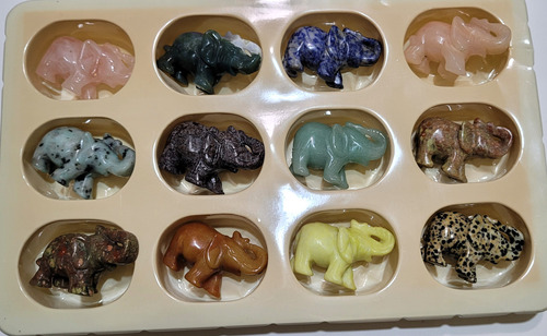  Colección De Cuarzos En Elefantes  Set De  12   Feng Shui 