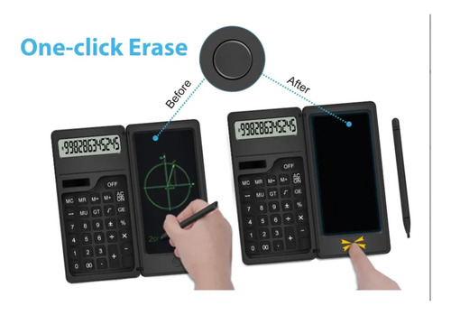 Calculadora 12 Digitos Con Pizarra Anotador Lcd Plegable Blanco