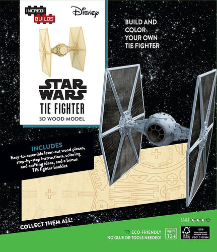 Rompecabezas 4d Star Wars Tie Fighter Modelo De Madera 63 Pz
