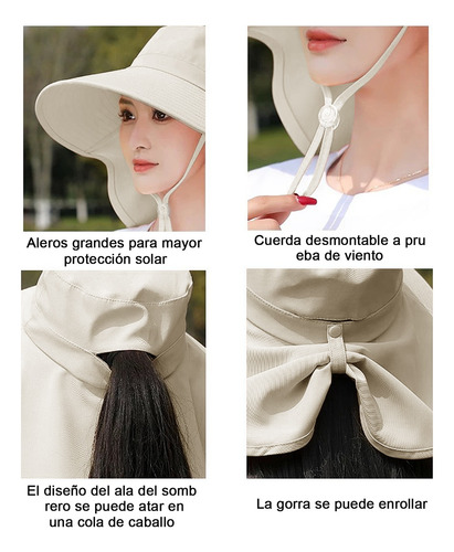 Sombrero Para Sol Gorras Mujer Playa Visera Protección Uv