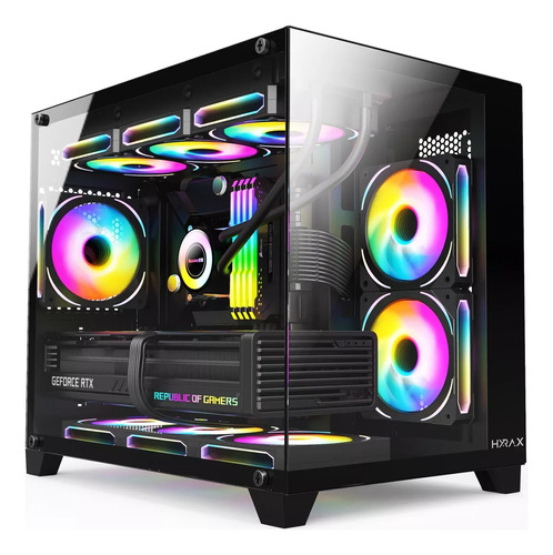 Gabinete Gamer Hyrax Mini Hgb730 Micro Atx - Vidro Temperado Cor Preto