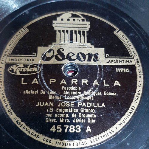 Pasta Juan Jose Padilla Enigmatico Gitano Odeon C178