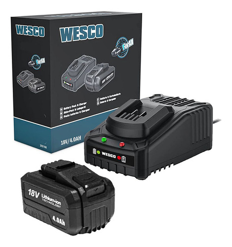 Kit Bateria Litio 4.0ah 18v + Carregador 2a 18v Ws1102 Wesco