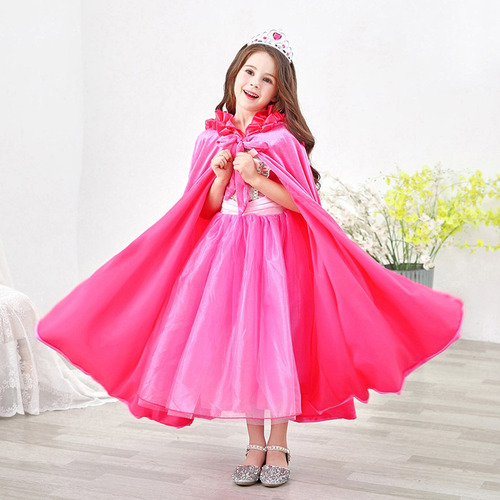 Capa De Terciopelo Con Capucha Para Niña, Disfraz De Princes