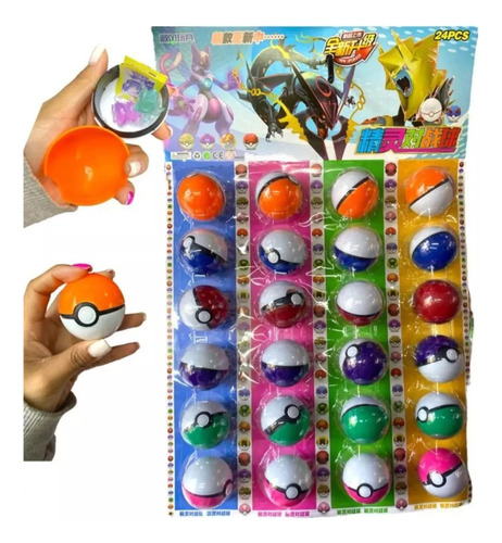 24 Pokebola  Grande Con Muñeco Pokemon  Juguete Piñata 