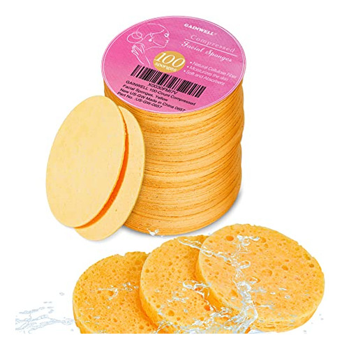 Esponjas Faciales Cosmeticas Comprimido 100pz Color Amarillo