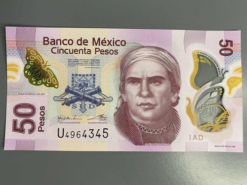 Billete De Polímero De $50 Pesos México 2017 Familia F