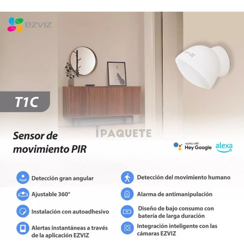 Alarma Domiciliaria Inalámbrica Sensor De Movimiento Ezviz Color Blanco