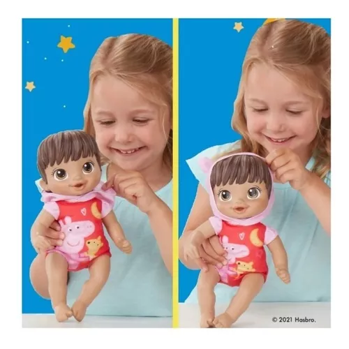 Boneca Baby Alive Boa Noite Peppa Pig Roupa De Dormir Morena