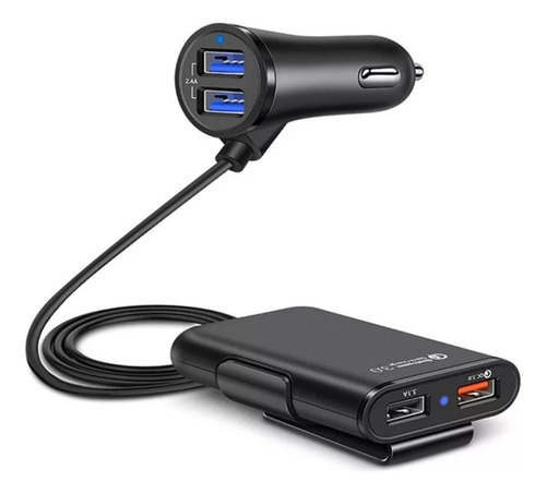 Cargador De Auto O Moto 4 Puertos Usb Qc 3.0 8 Ma 36 W 1.8 M